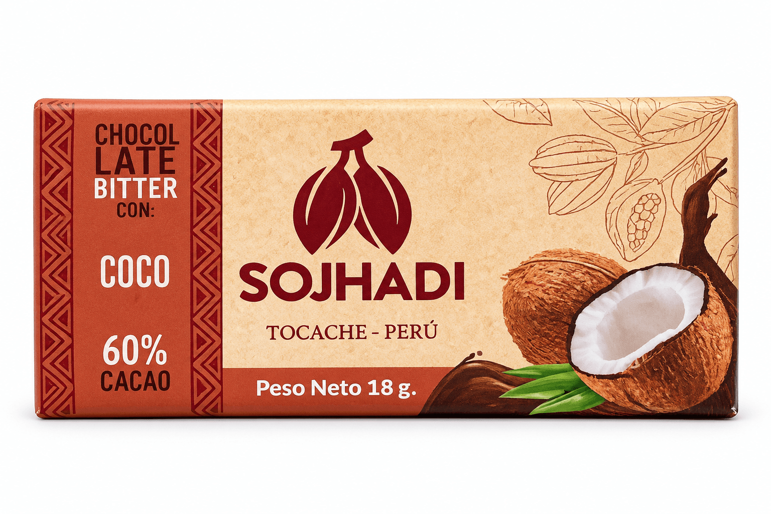 Chocolate Coco Tableta Pequeña 18Gr, producto de Ozzo Coffee