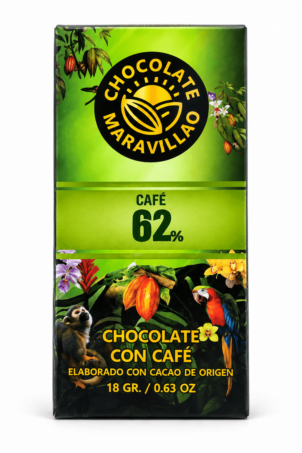 Chocolate pequeño café 62% Maravillao, producto de Ozzo Coffee