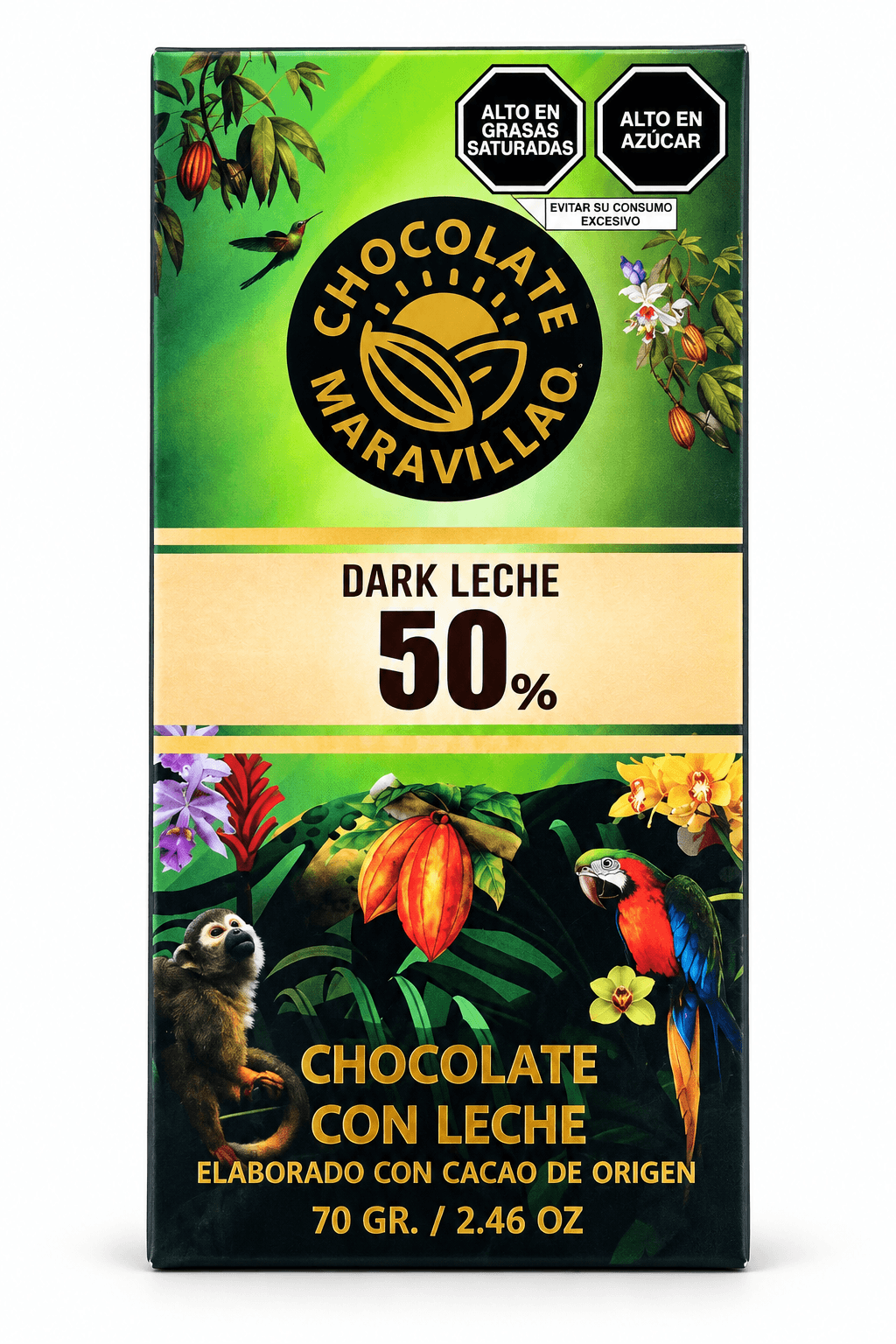 Chocolate barra Grande Dark Leche 50% Chocolate Maravillao, producto de Ozzo Coffee
