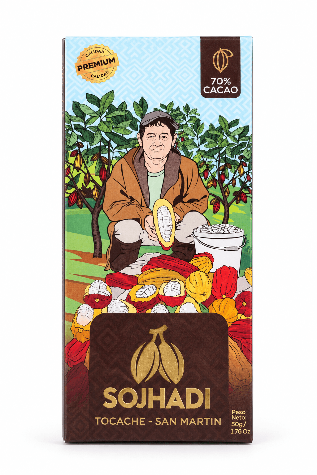 Chocolate Grande al 70% SOJHADI de 50Gr, producto de Ozzo Coffee