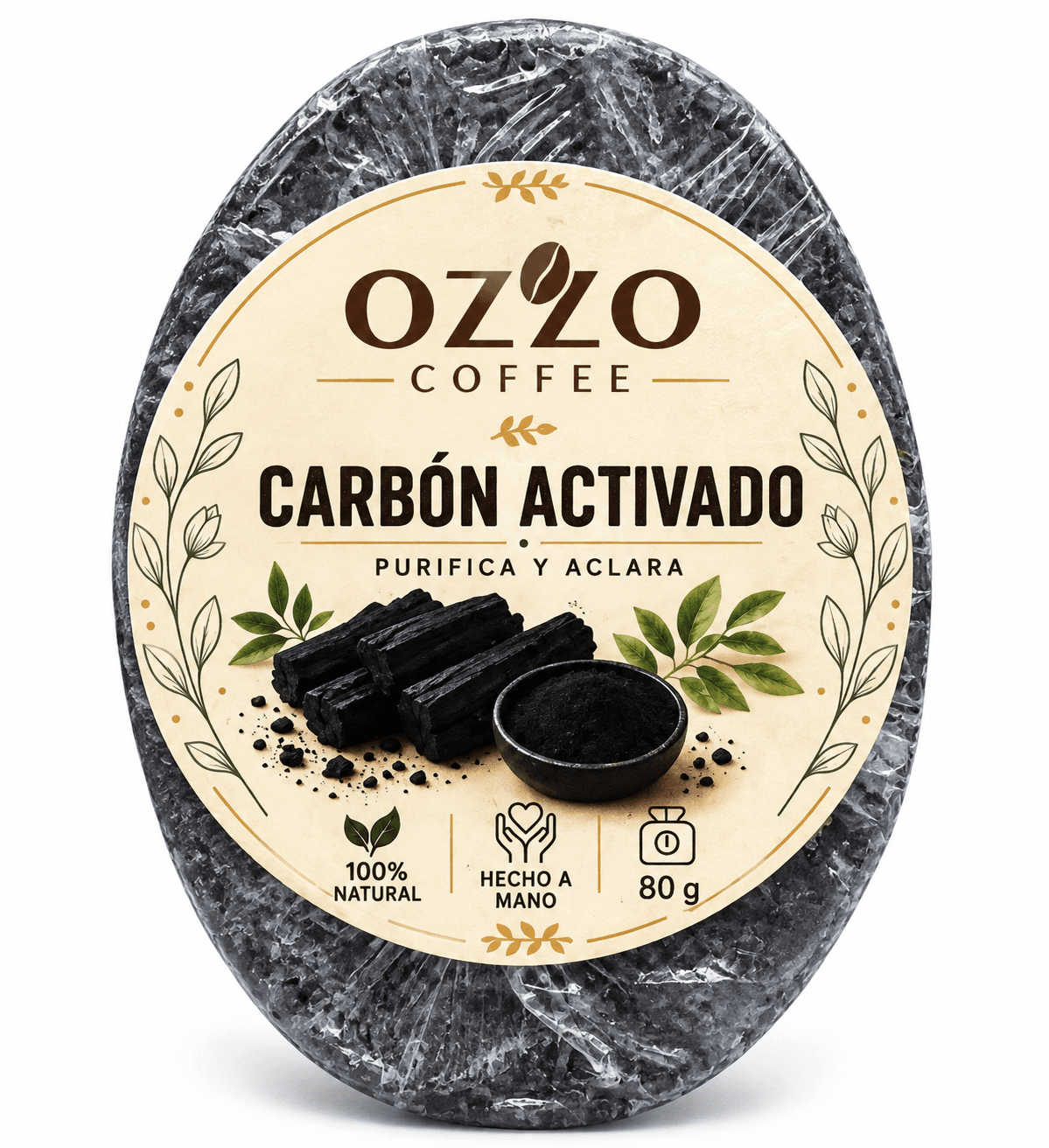 Jabón Artesanal Carbón Activado, producto de Ozzo Coffee